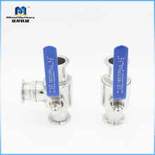 Válvula de esfera pneumática de aço inoxidável de 3 vias do Fornecedor chinês profissional Tri-Clamp